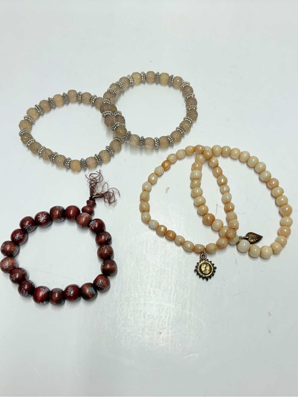Lot of Stretchy Beaded Neutral Bracelets (5)